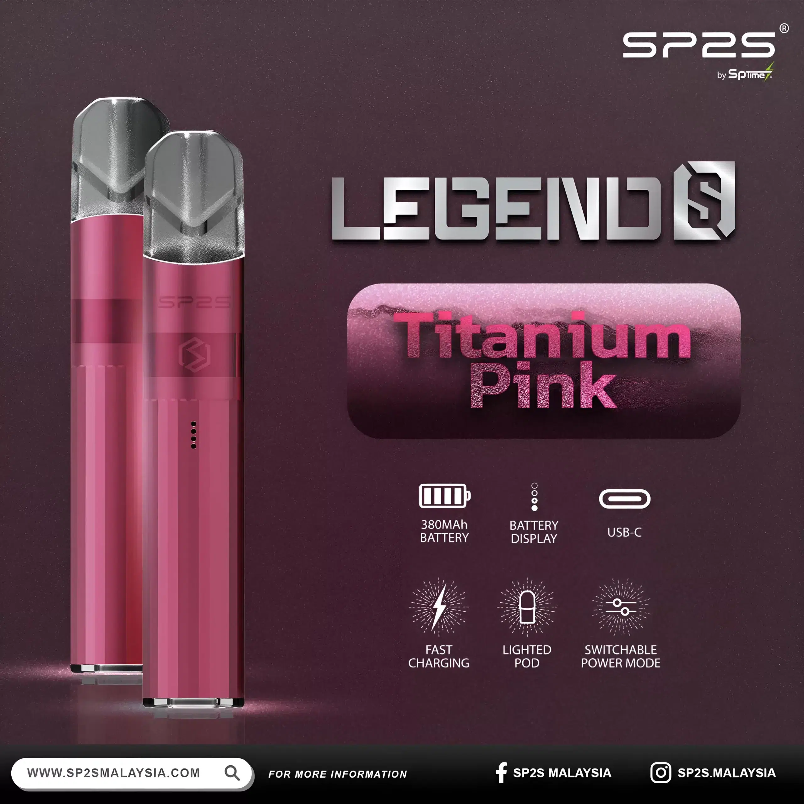 SP2S 思博睿鈦主機:航太鋁合金專業換彈主體、通用 RELX 悅刻一代規格配件、支援 Type-C 高速快充與穩定輸出電路、質感金屬工藝推薦