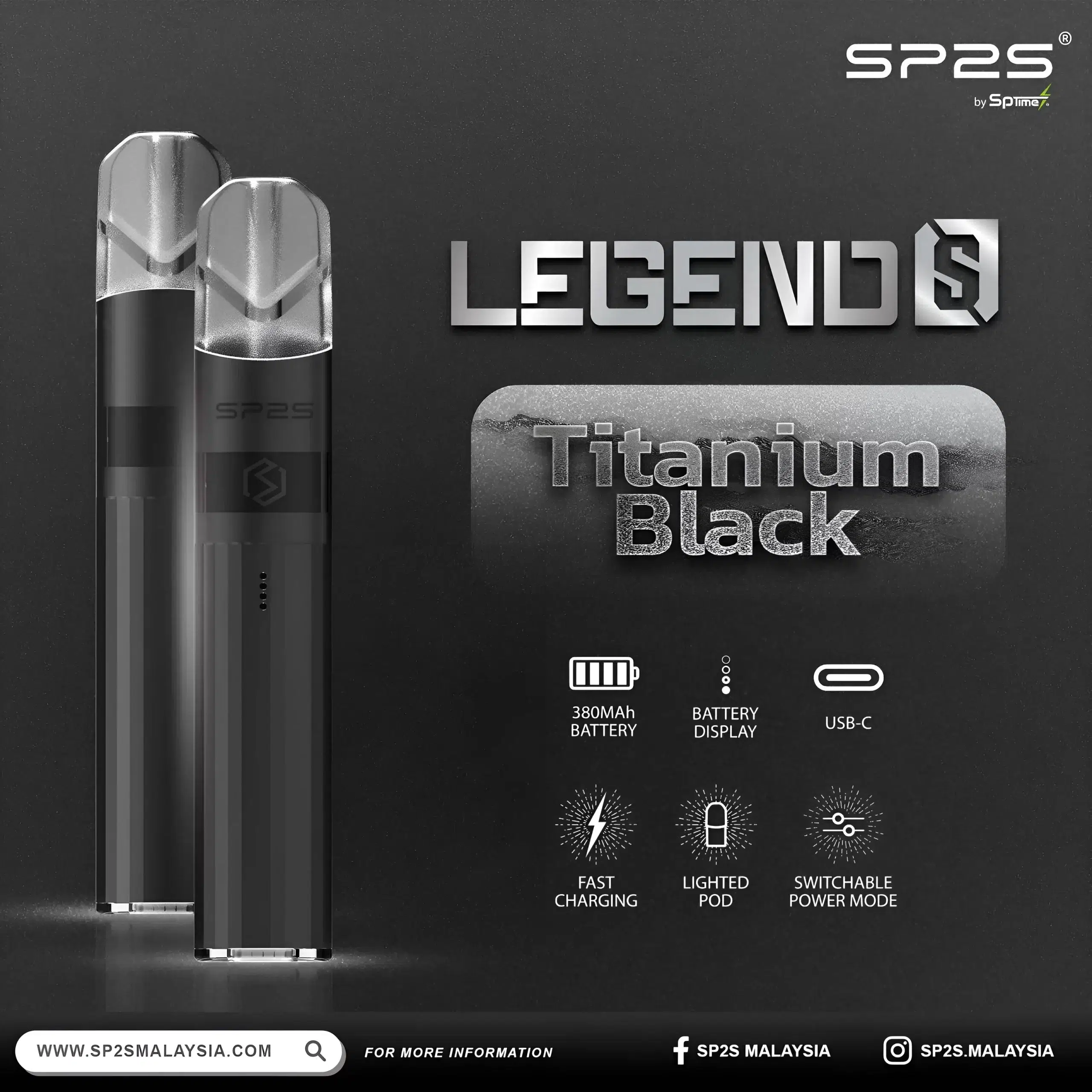 SP2S 思博睿鈦主機:航太鋁合金專業換彈主體、通用 RELX 悅刻一代規格配件、支援 Type-C 高速快充與穩定輸出電路、質感金屬工藝推薦