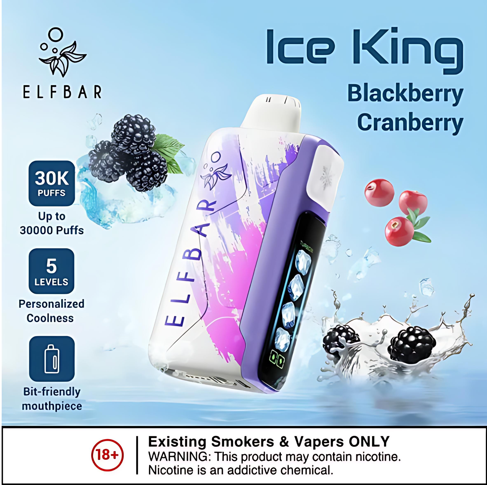 ElfBar Ice King 30k 拋棄式:五檔涼度調節