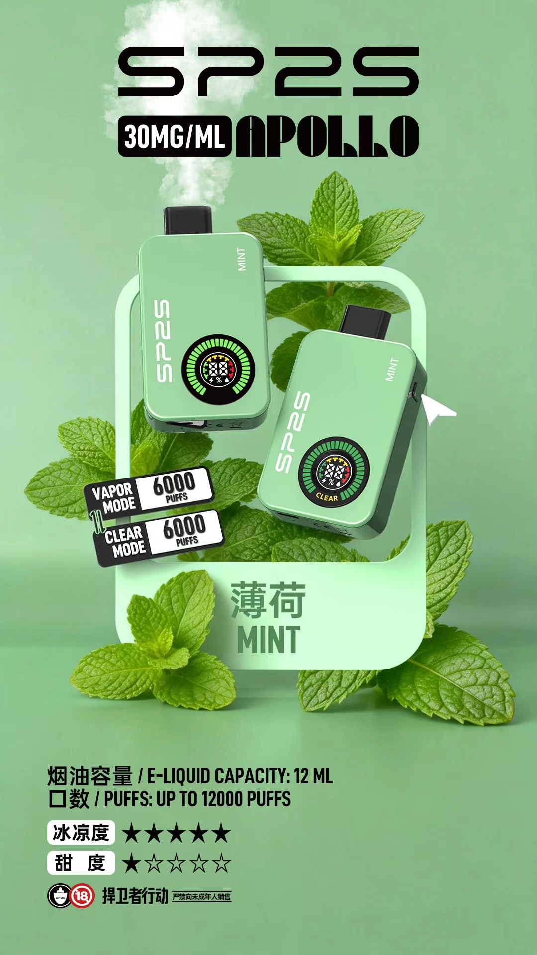 新款上市 SP2S APPLLP 12000拋棄式:雙模式可調主機